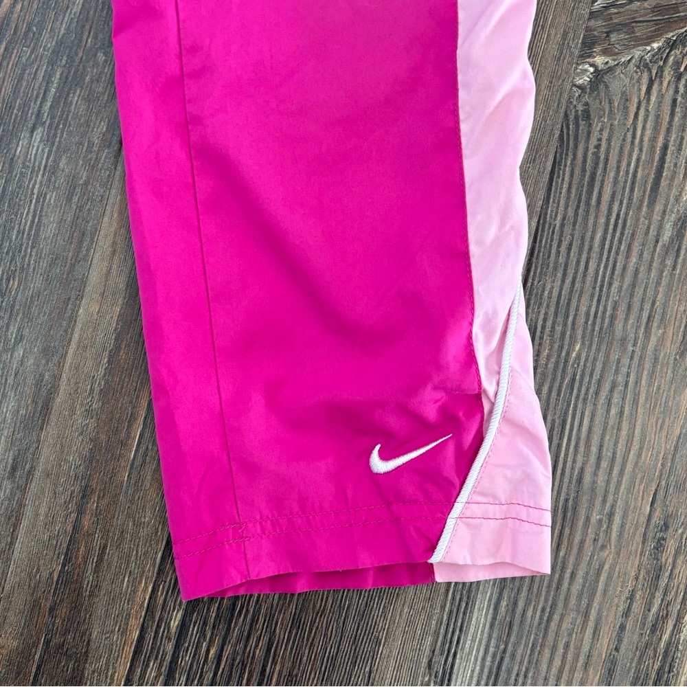 Y2K 2009 Nike Track Pants Girls 6 Pink Side Stripe Windbreaker Embroidered Logo - Picture 13 of 15